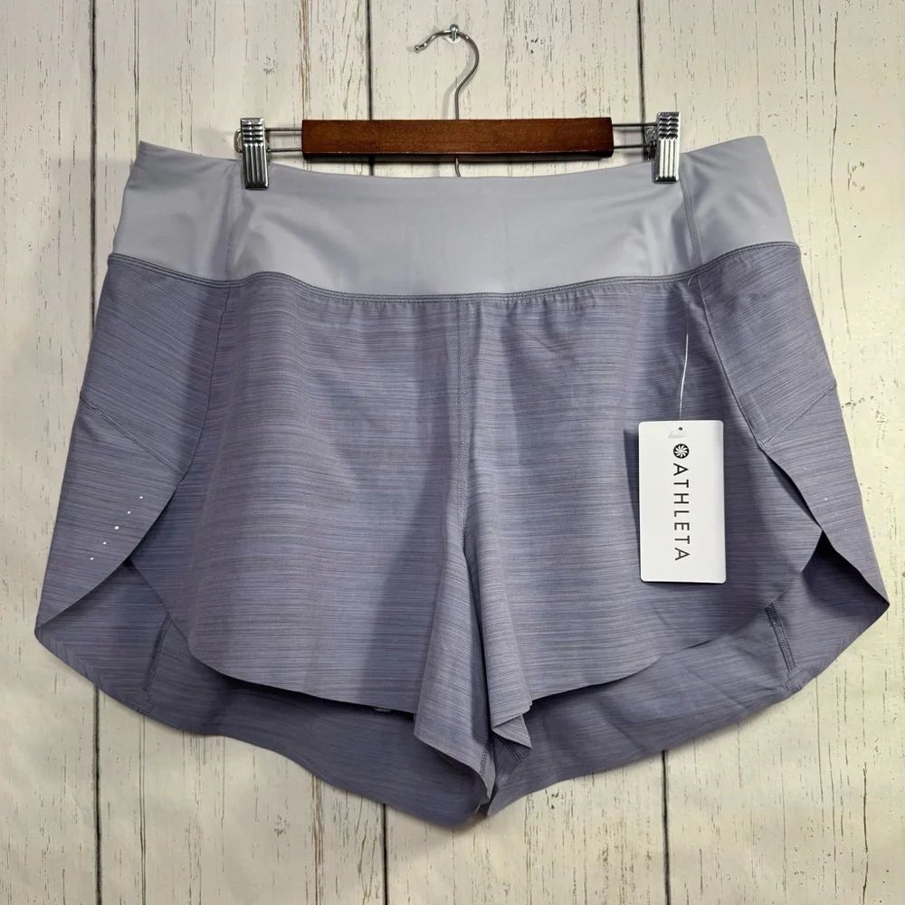 Athleta Run With It Textured 3.5” Short 1X Lavender Gray Split Activewear Gym